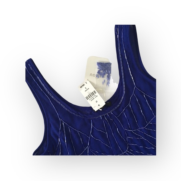 new LF Millau ❤︎ Delicate Beaded Chiffon Semi Sheer Tank Top ❤︎ Cobalt Blue ❤︎ S - Picture 8 of 16